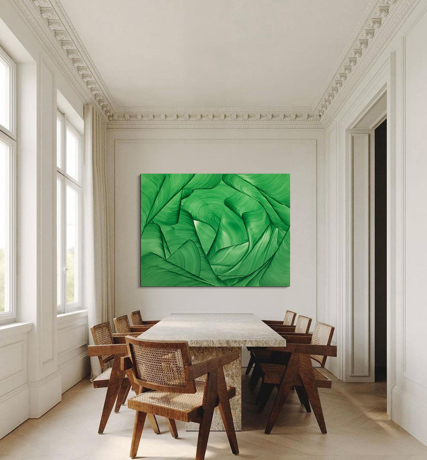 Algae Bloom by Lara Sayegh – contemporary abstract painting with organic movement green forms