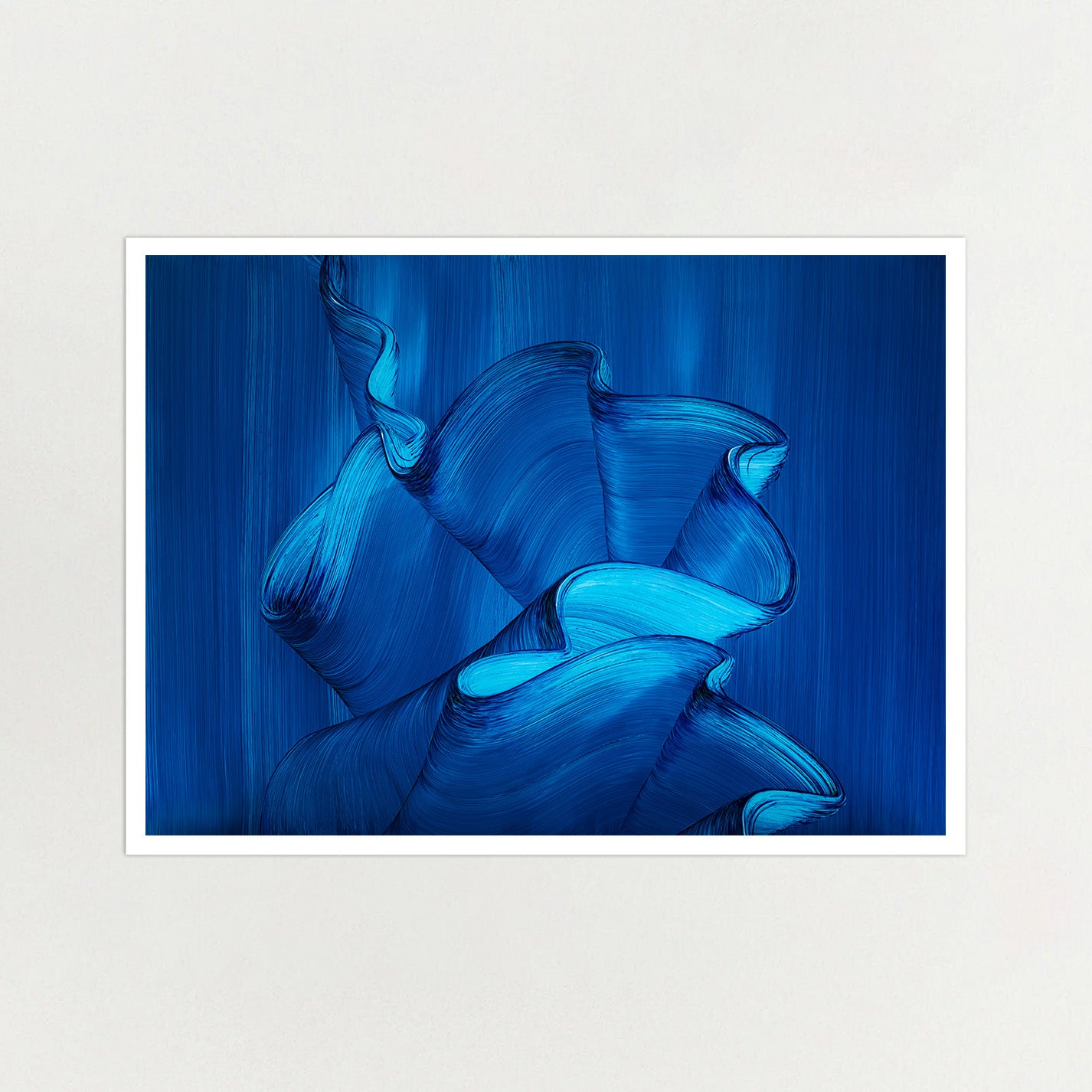 Abstract art print by London artist Lara Sayegh, featuring a blue ocean-inspired design